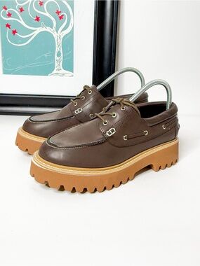 Cushionaire Brown Lug Sole Boat Shoes Women’s Size 8W